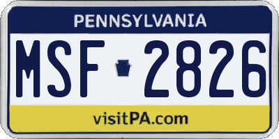 PA license plate MSF2826