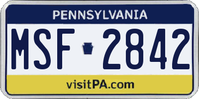 PA license plate MSF2842