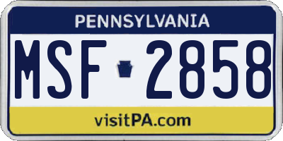 PA license plate MSF2858