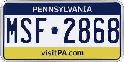 PA license plate MSF2868