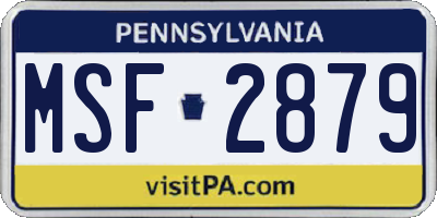 PA license plate MSF2879