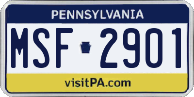 PA license plate MSF2901