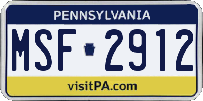 PA license plate MSF2912