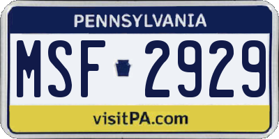 PA license plate MSF2929