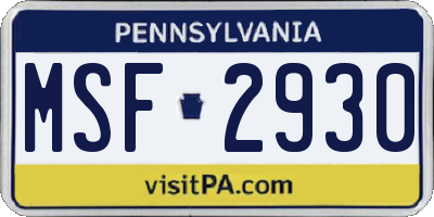 PA license plate MSF2930