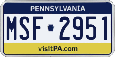 PA license plate MSF2951