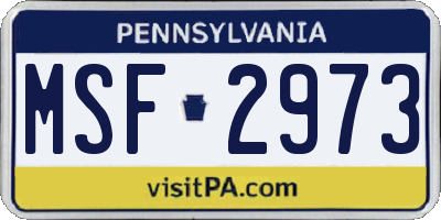 PA license plate MSF2973