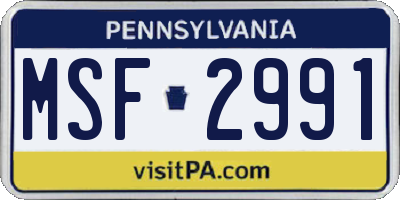 PA license plate MSF2991