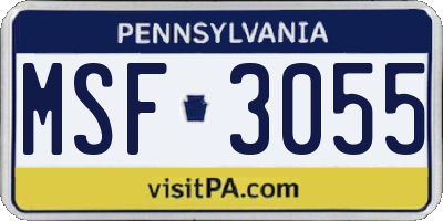 PA license plate MSF3055