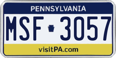 PA license plate MSF3057