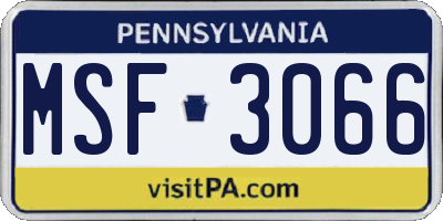 PA license plate MSF3066