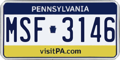 PA license plate MSF3146