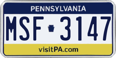 PA license plate MSF3147