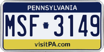 PA license plate MSF3149