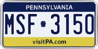 PA license plate MSF3150