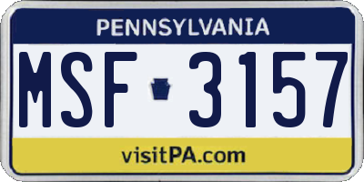 PA license plate MSF3157
