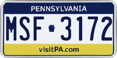PA license plate MSF3172