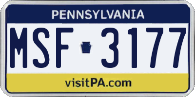 PA license plate MSF3177