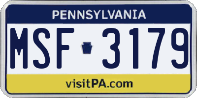 PA license plate MSF3179