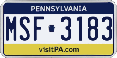 PA license plate MSF3183