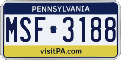 PA license plate MSF3188