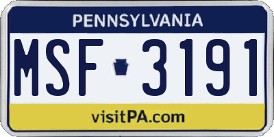 PA license plate MSF3191