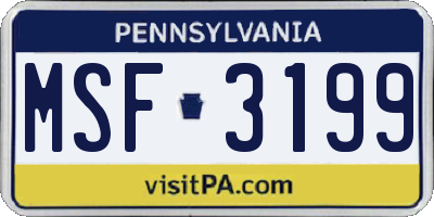 PA license plate MSF3199