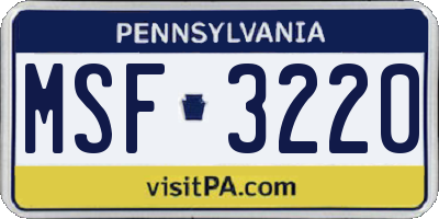 PA license plate MSF3220