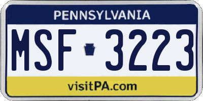 PA license plate MSF3223