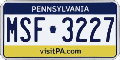 PA license plate MSF3227