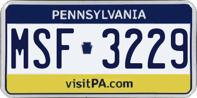 PA license plate MSF3229