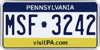 PA license plate MSF3242