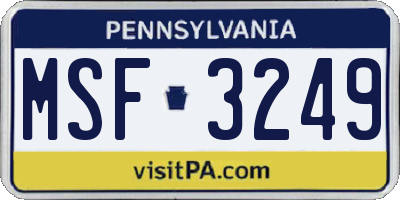 PA license plate MSF3249