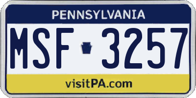 PA license plate MSF3257