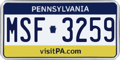 PA license plate MSF3259