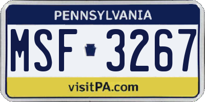 PA license plate MSF3267