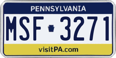 PA license plate MSF3271
