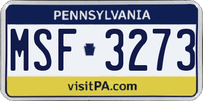 PA license plate MSF3273