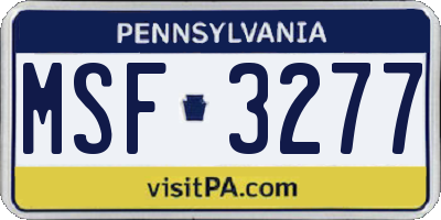 PA license plate MSF3277