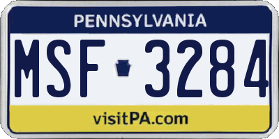 PA license plate MSF3284