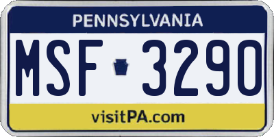 PA license plate MSF3290