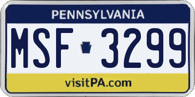 PA license plate MSF3299