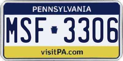 PA license plate MSF3306