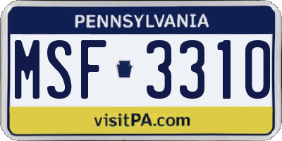 PA license plate MSF3310