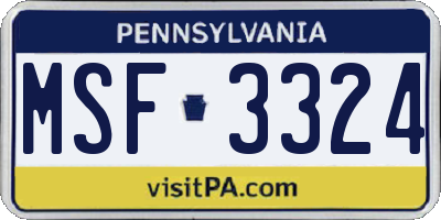 PA license plate MSF3324