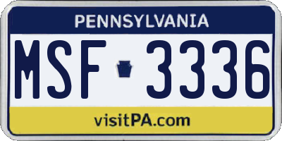 PA license plate MSF3336