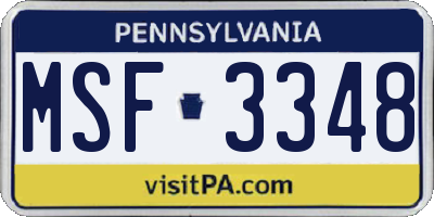 PA license plate MSF3348