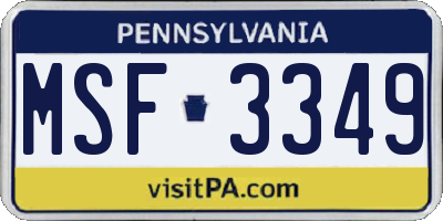 PA license plate MSF3349