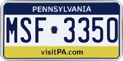 PA license plate MSF3350