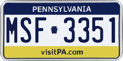PA license plate MSF3351